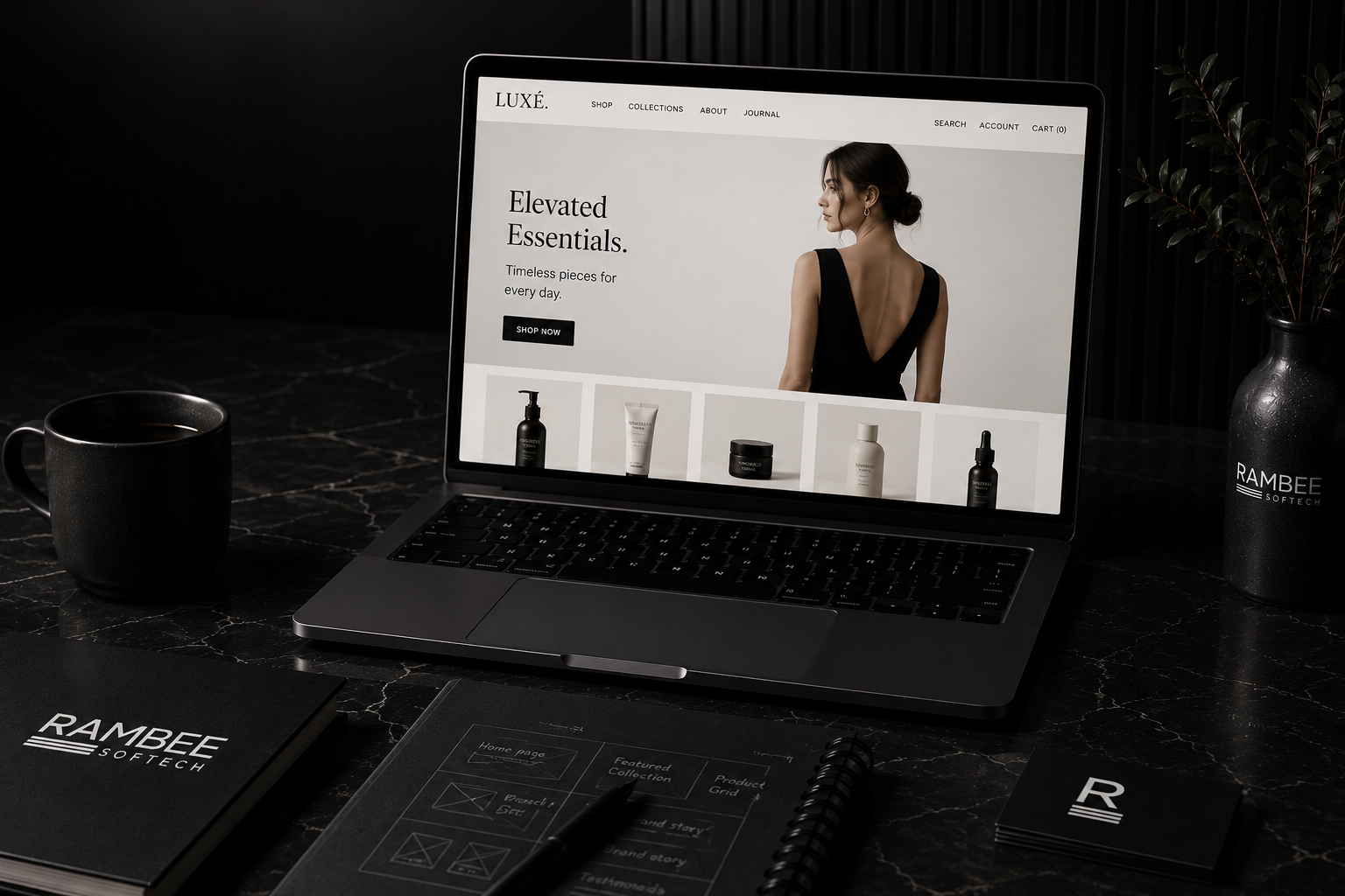 Shopify website displayed on a laptop