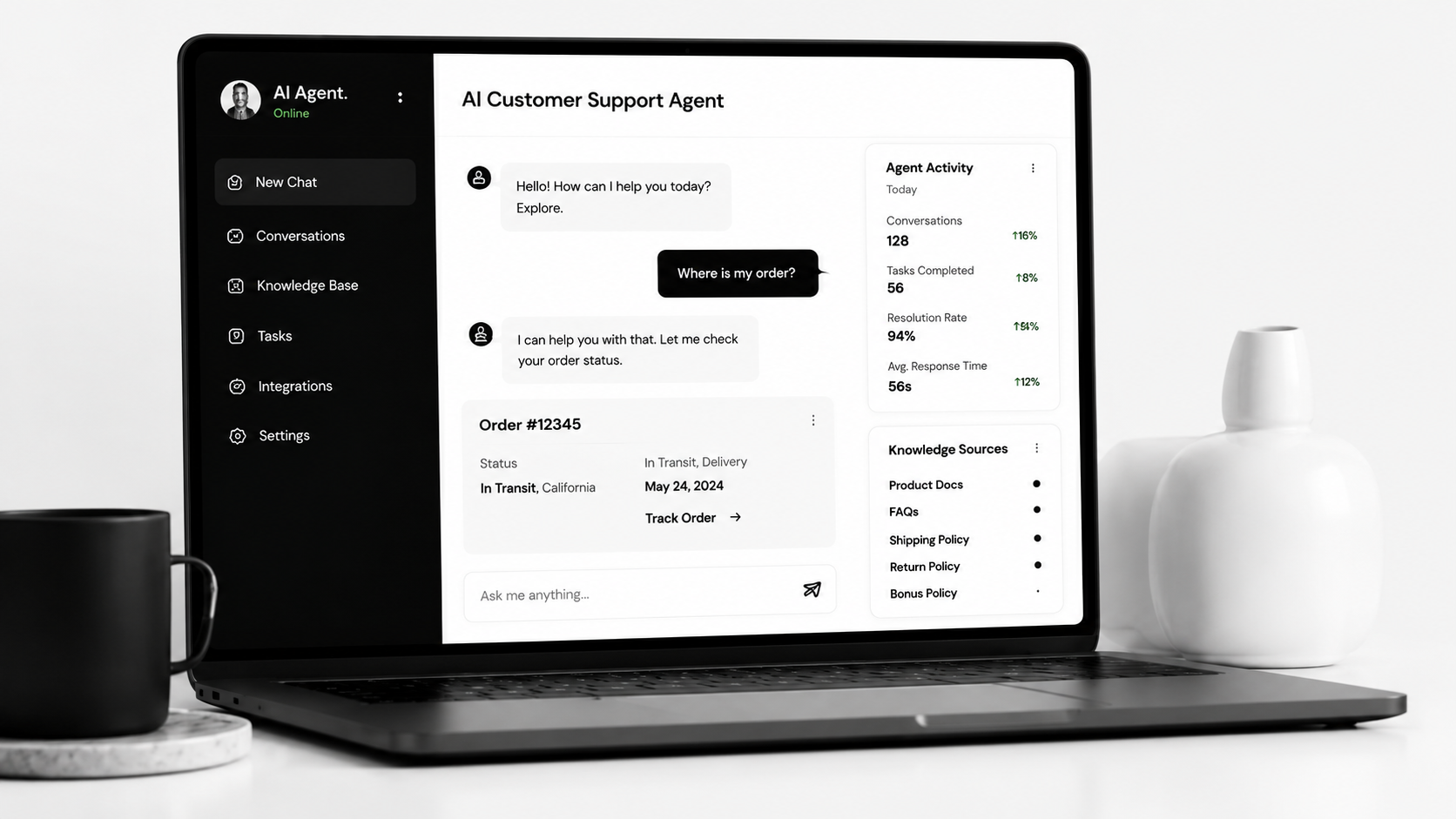AI customer support agent chat interface