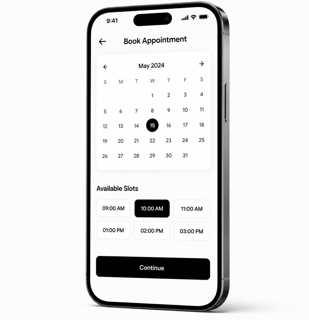 Booking app screenshot