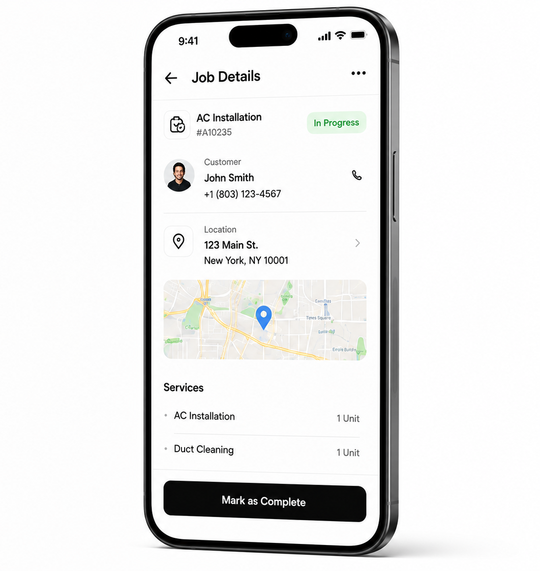 Field service app screenshot