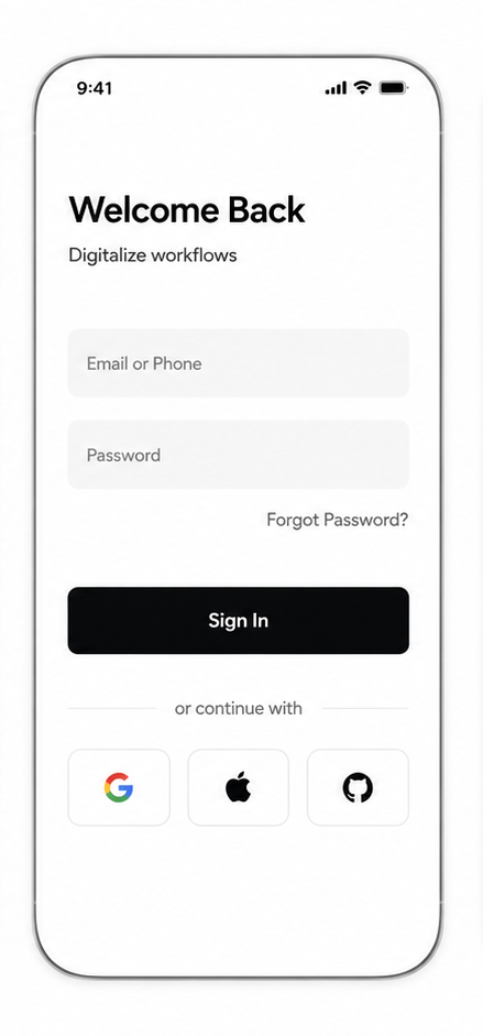 UI Design — sign in screen